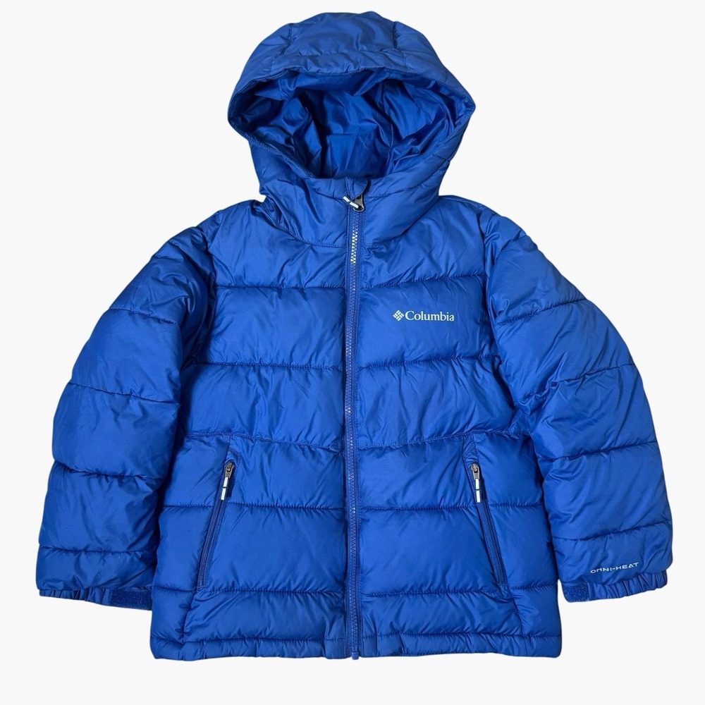 Columbia Pike Lake II Omni-Heat Hooded Puffer Jacket Blue Kids XS 6/7 Outgrown